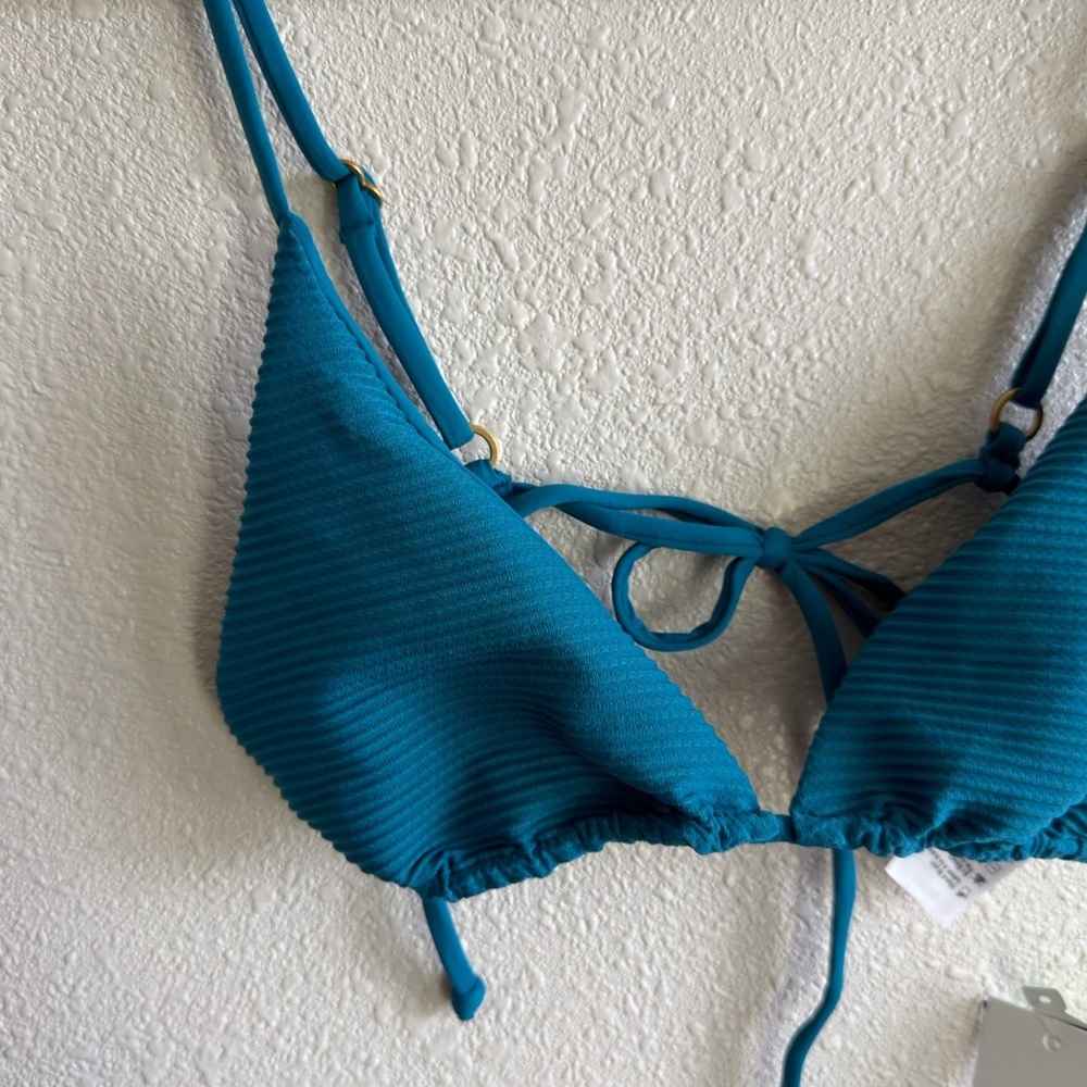 L*SPACE Brittany Ribbed Bikini Top in Mediterranean Blue - Picture 5 of 8